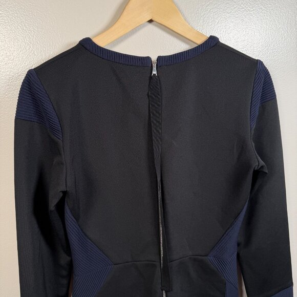 Sonia Rykiel Sheath Dress Size 40 Medium Black Blue Illusion Knee Length Career - Picture 7 of 9